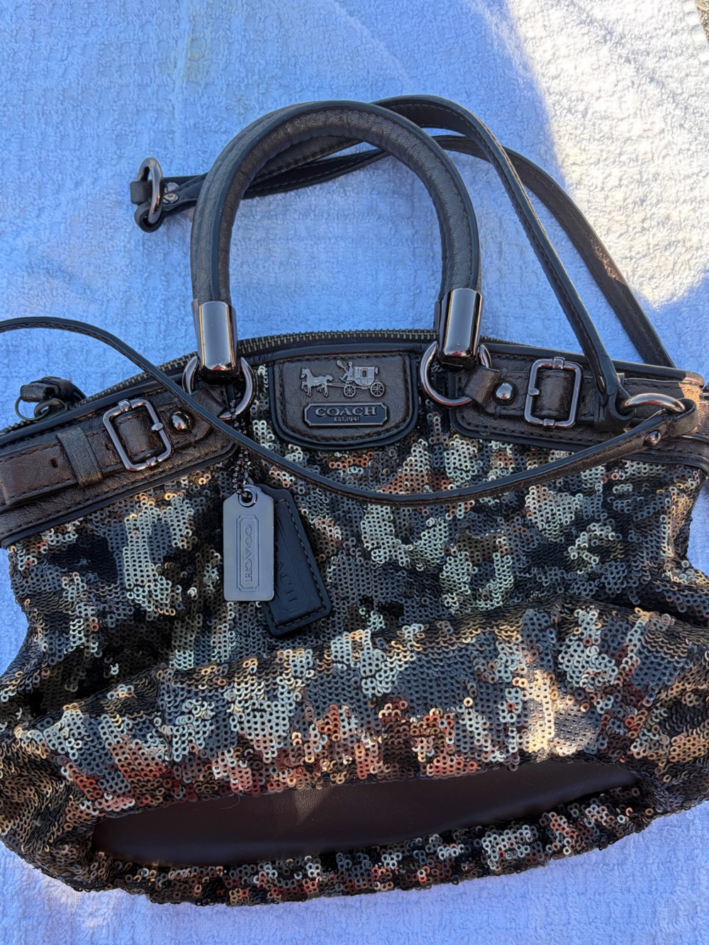 Coach Madison ocelot vintage Sequin Shoulder Bag